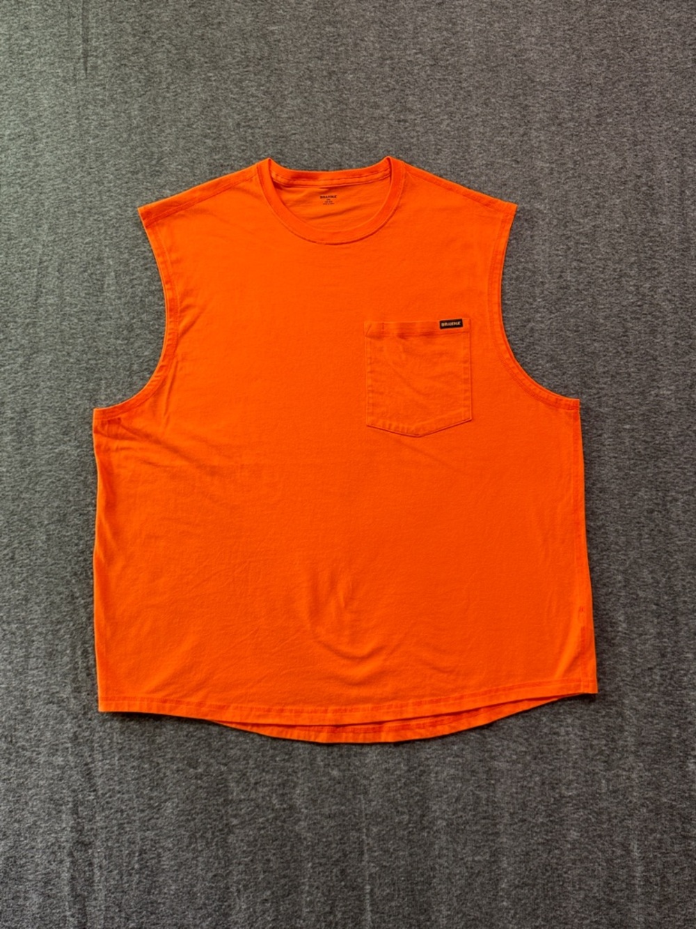 Brahma Bright‎ Orange Sleeveless Pocket Tee Size 2XL Work Shirt